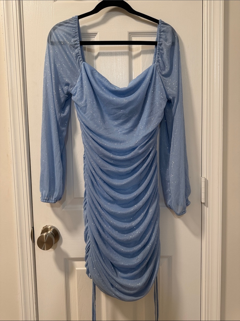 JUMP Light Blue Ruched Long Sleeve Dress
